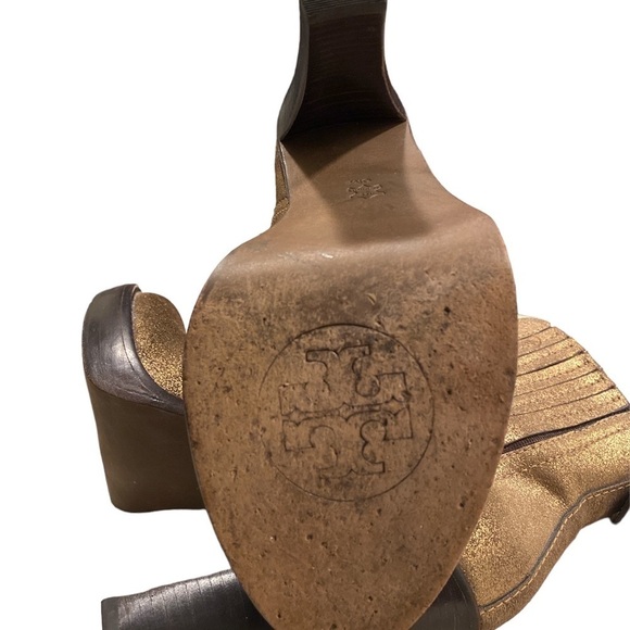 TORY BURCH TROY GOLDEN LEATHER BOOTIES size 6 - Picture 10 of 13